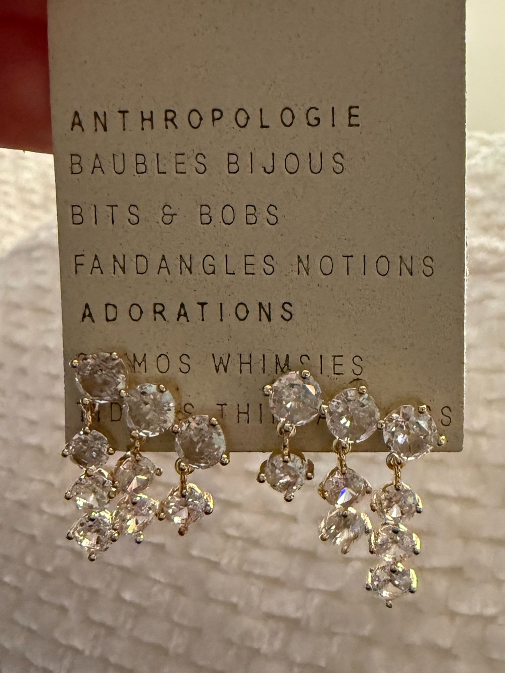 Anthropologie Multi Clear Crystal Cluster Drop Earrings 14k gold plated - NEW! - Picture 3 of 6